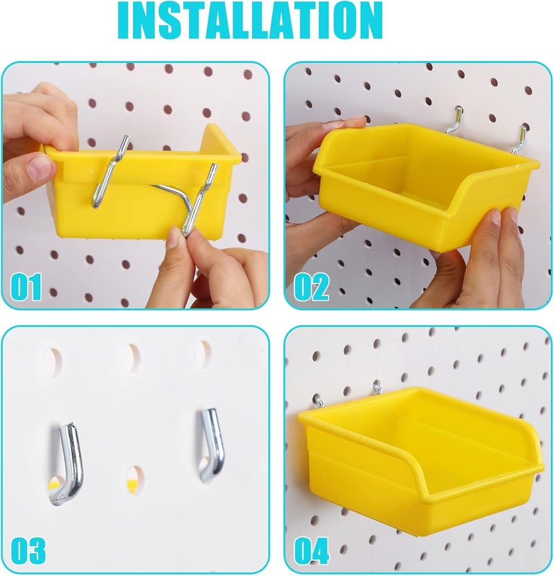 Yookeer 20 Pcs Pegboard Bins and Cups with Hooks and Loops Peg Assortment Organizer Accessories Various Tool Organizer Pegboard Baskets Set for Garage Workshop Workbench Office(Mixed Color) - Image 4